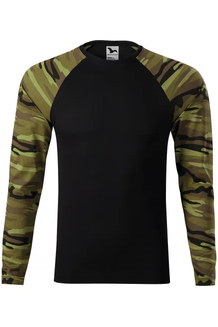Camouflage T-shirt met lange mouwen - camouflage groen, M