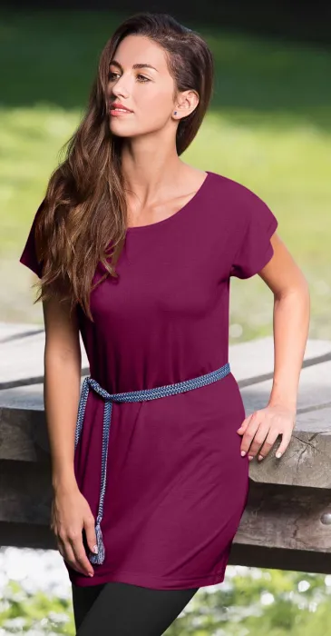 Dames lang T-shirt/jurk, fuchsia Dames lang T-shirt/jurk, fuchsia