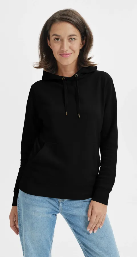 Damessweatshirt met capuchon zonder rits, zwart Damessweatshirt met capuchon zonder rits, zwart