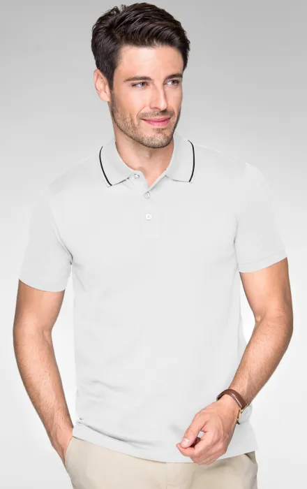 Elegant gemerceriseerd poloshirt voor heren, witte Elegant gemerceriseerd poloshirt voor heren, witte