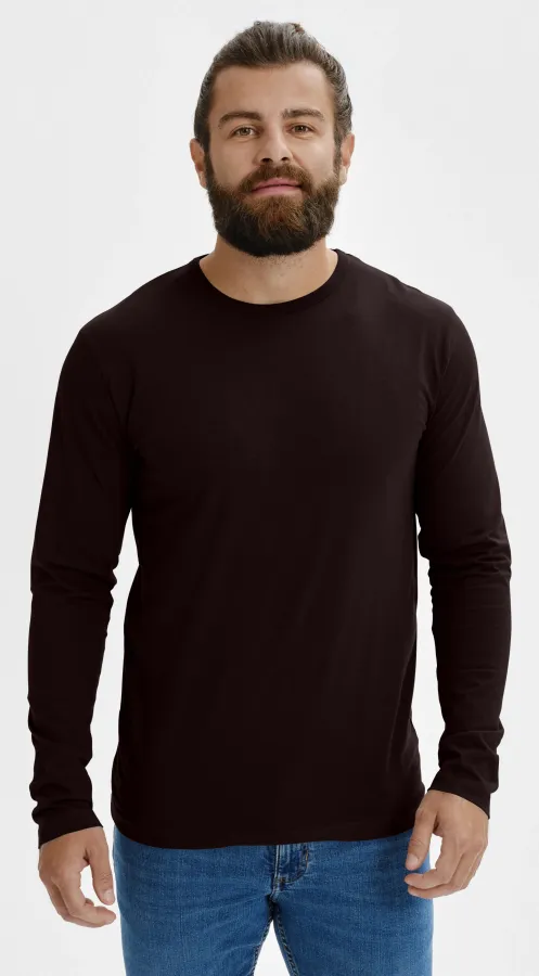 Heren T-shirt met lange mouwen, koffie Heren T-shirt met lange mouwen, koffie
