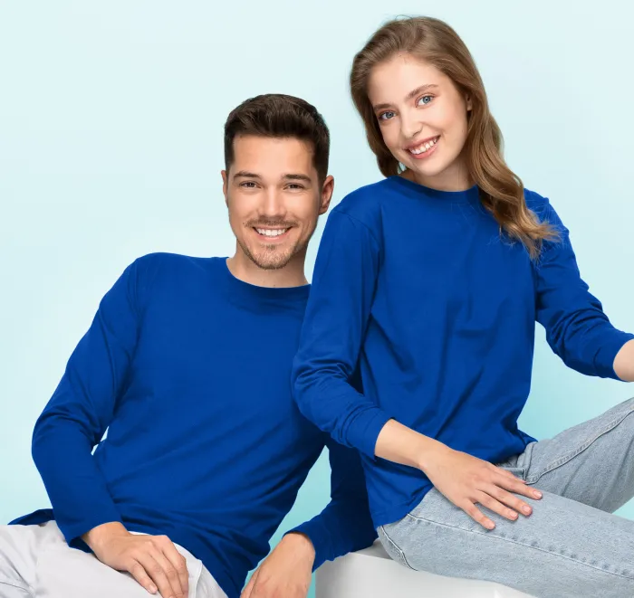 Lichtgewicht T-shirt met lange mouwen, koningsblauw