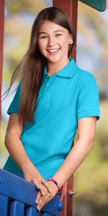 Poloshirt voor kinderen, turkoois