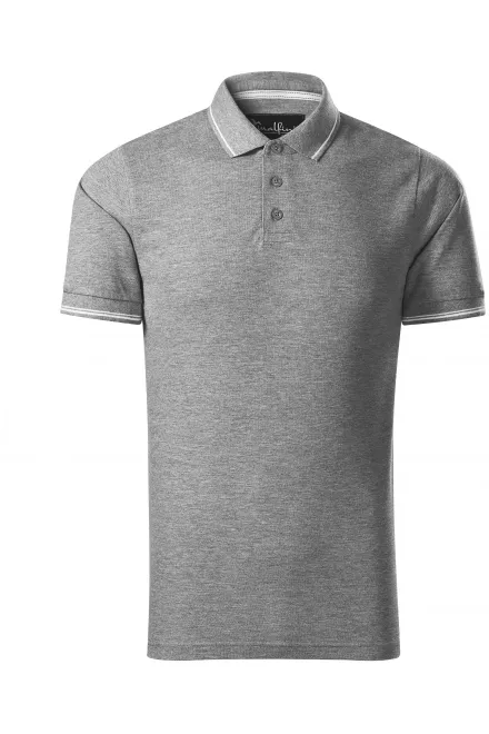 Contrasterend poloshirt voor heren - donkergrijs marmer, XL