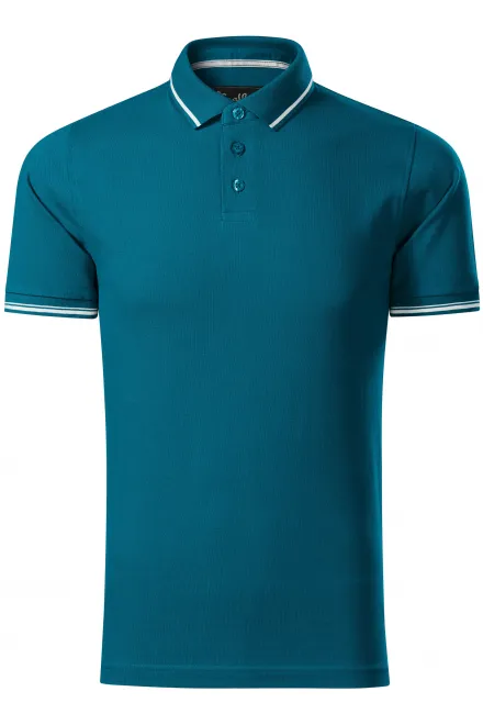 Contrasterend poloshirt voor heren - petrol blue, XL