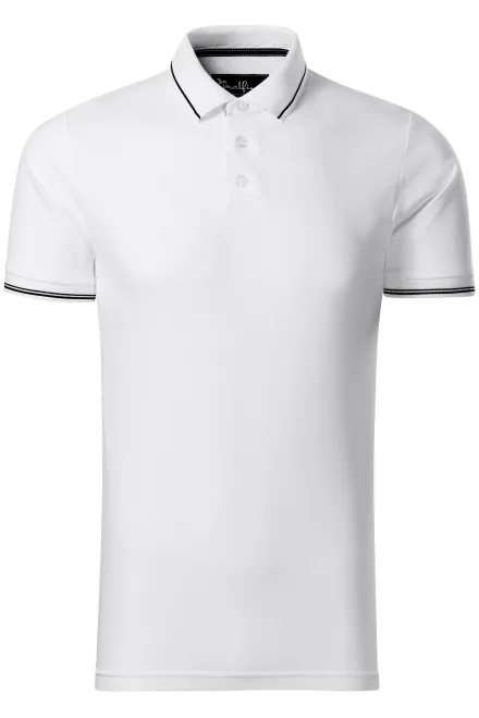 Contrasterend poloshirt voor heren - witte, XL