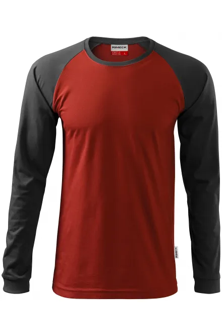 Contrasterend T-shirt voor heren met lange mouwen - marlboro rood, M