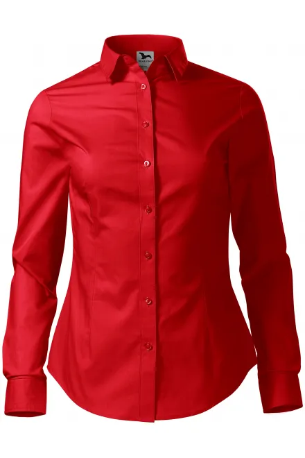Dames katoenen blouse met lange mouwen - rood, M