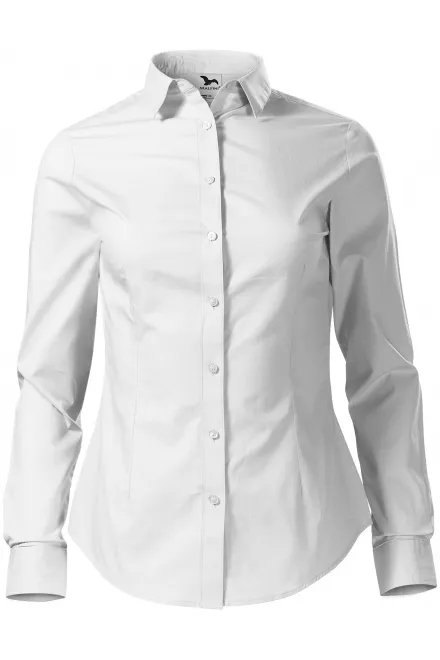 Dames katoenen blouse met lange mouwen - witte, M