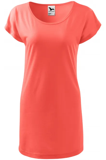 Dames lang T-shirt/jurk - koraal, M