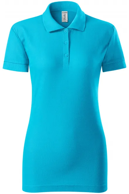 Dames nauwsluitend poloshirt - turkoois, S