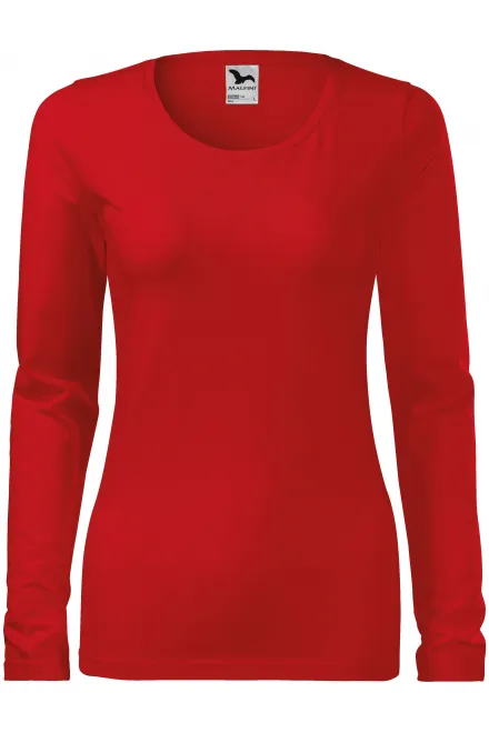 Dames nauwsluitend T-shirt met lange mouwen - rood, S