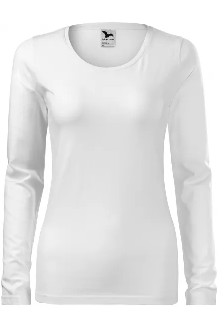 Dames nauwsluitend T-shirt met lange mouwen - witte, S