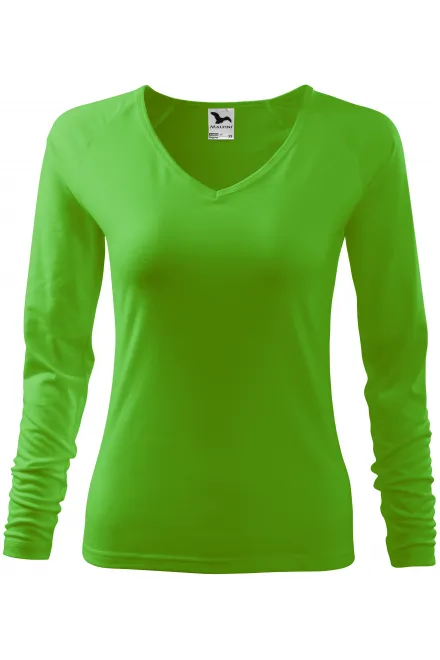 Dames nauwsluitend T-shirt, V-halslijn - appel groen, M