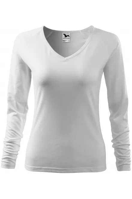 Dames nauwsluitend T-shirt, V-halslijn - witte, M