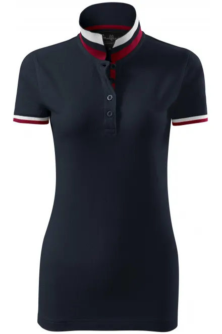 Dames poloshirt met kraag omhoog - donkerblauw, XL