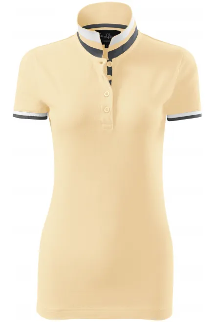 Dames poloshirt met kraag omhoog - vanille, XL