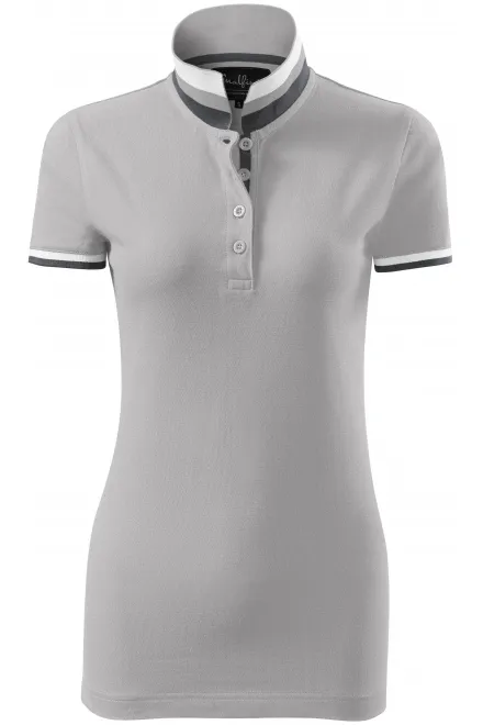 Dames poloshirt met kraag omhoog - Zilver grijs, XL