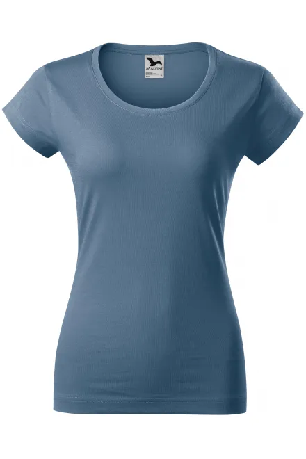 Dames slim fit T-shirt met ronde halslijn - denim, XS