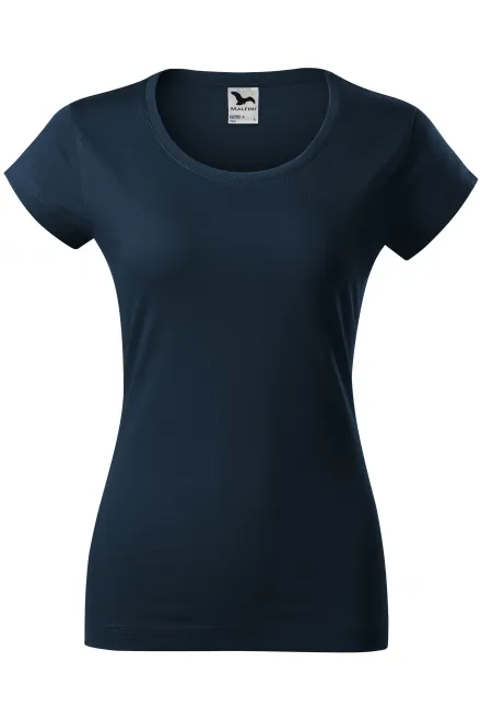 Dames slim fit T-shirt met ronde halslijn - donkerblauw, XS