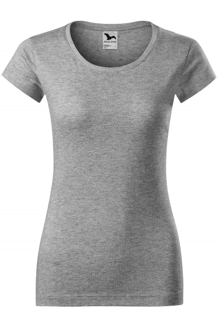 Dames slim fit T-shirt met ronde halslijn - donkergrijs marmer, XS