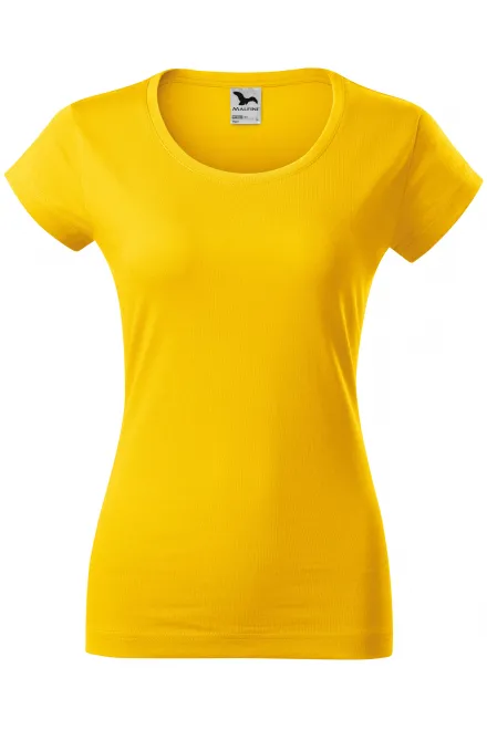 Dames slim fit T-shirt met ronde halslijn - geel, XS