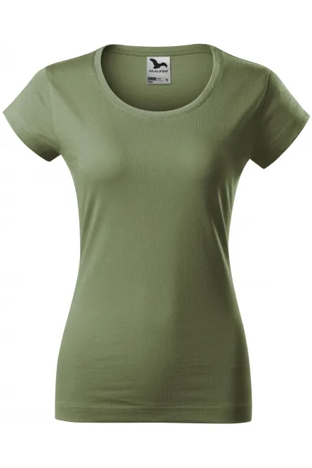 Dames slim fit T-shirt met ronde halslijn - khaki, XS