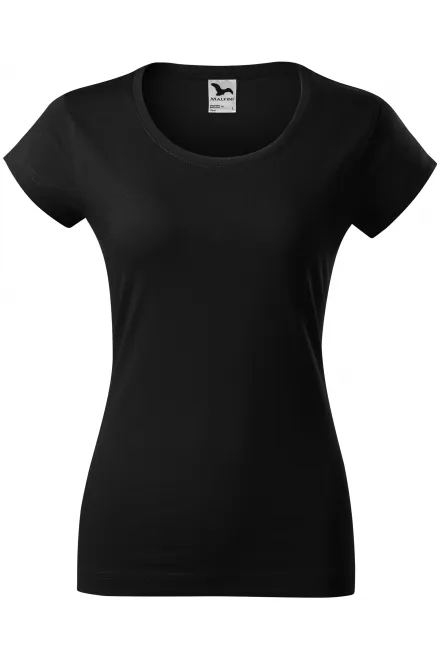 Dames slim fit T-shirt met ronde halslijn - zwart, XS