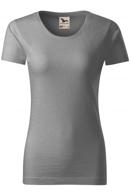 Dames T-shirt, gestructureerd biologisch katoen - licht zilver, M