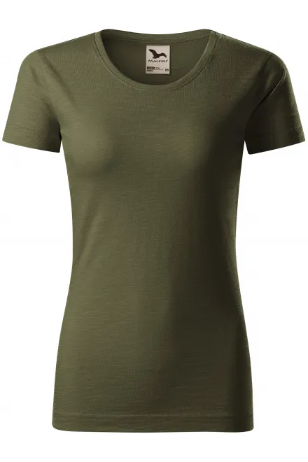 Dames T-shirt, gestructureerd biologisch katoen - military, M