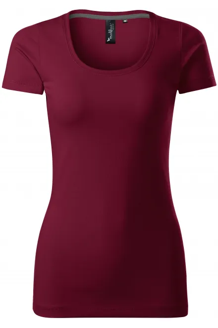 Dames T-shirt met decoratieve stiksels - garnet, XS