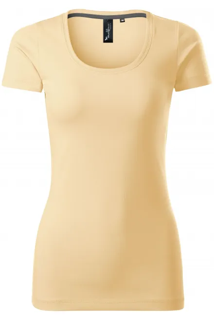 Dames T-shirt met decoratieve stiksels - vanille, XS