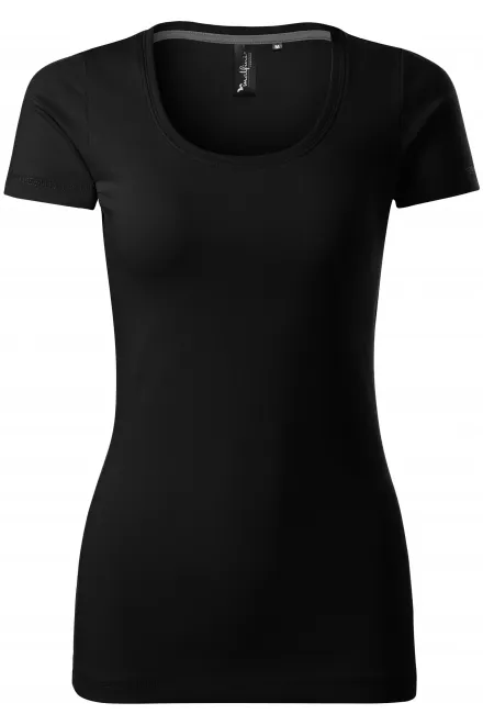 Dames T-shirt met decoratieve stiksels - zwart, XS