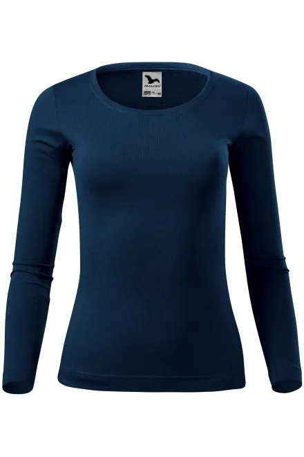 Dames T-shirt met lange mouwen - donkerblauw, XS