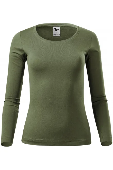 Dames T-shirt met lange mouwen - khaki, XS