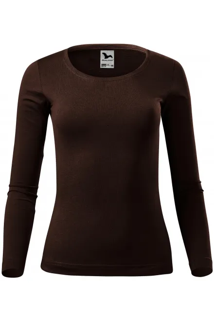 Dames T-shirt met lange mouwen - koffie, XS