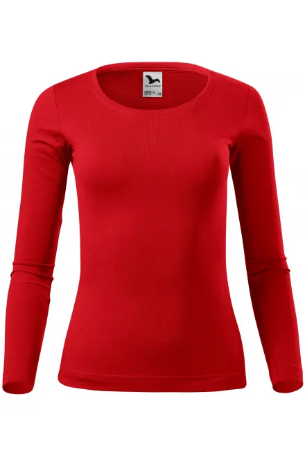 Dames T-shirt met lange mouwen - rood, XS