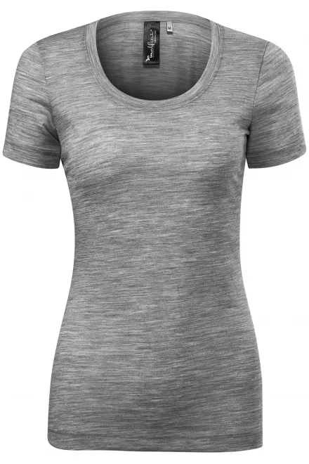 Dames T-shirt van merinowol - donkergrijs marmer, M