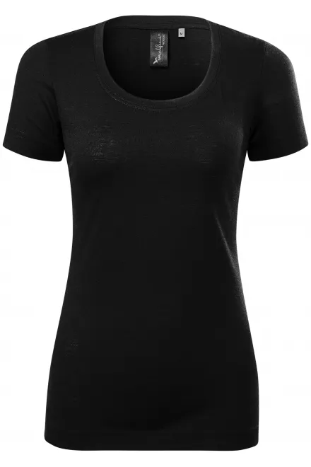 Dames T-shirt van merinowol - zwart, M