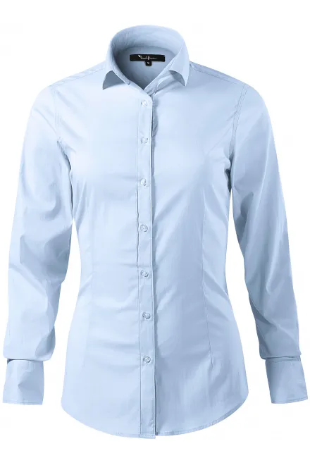 Damesblouse met lange mouwen slim fit - lichtblauw, S