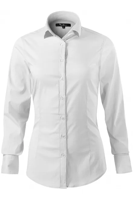 Damesblouse met lange mouwen slim fit - witte, S