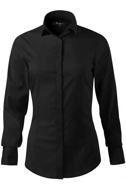 Damesblouse met lange mouwen slim fit - zwart, S