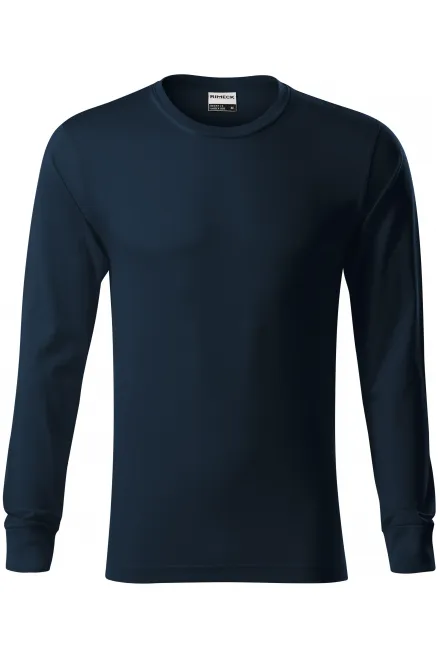 Duurzaam heren-T-shirt met lange mouwen - donkerblauw, S