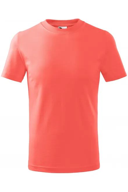 Eenvoudig kinder T-shirt - koraal, 110 cm / 4jaar