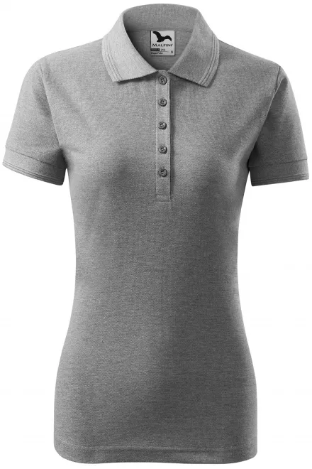 Elegant dames poloshirt - donkergrijs marmer, XS