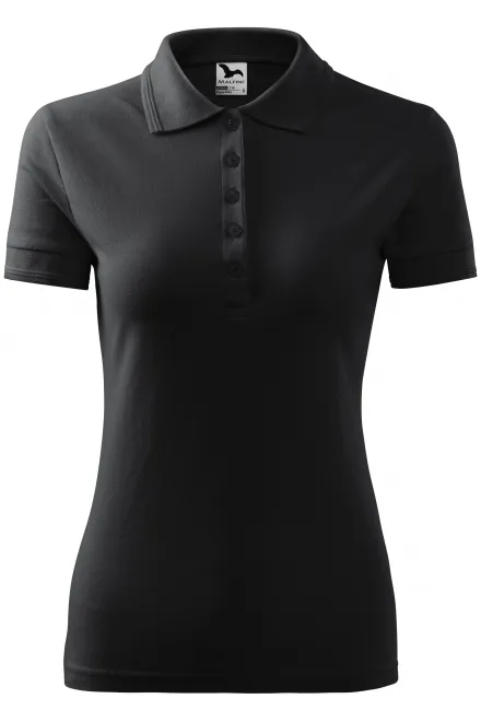 Elegant dames poloshirt - ebbenhout grijs, XS