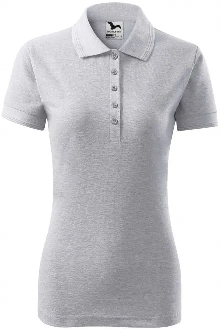 Elegant dames poloshirt - lichtgrijs marmer, XS