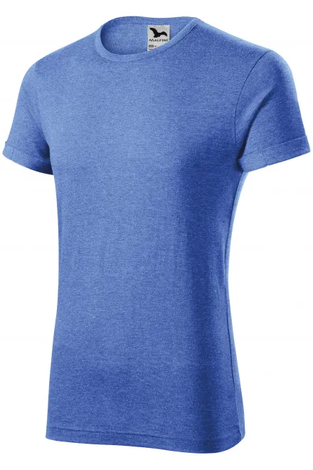Heren T-shirt met opgerolde mouwen, blauw marmer