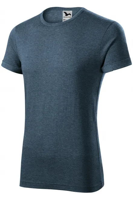 Heren T-shirt met opgerolde mouwen, donker denim marmer