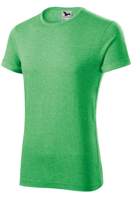 Heren T-shirt met opgerolde mouwen, groen marmer